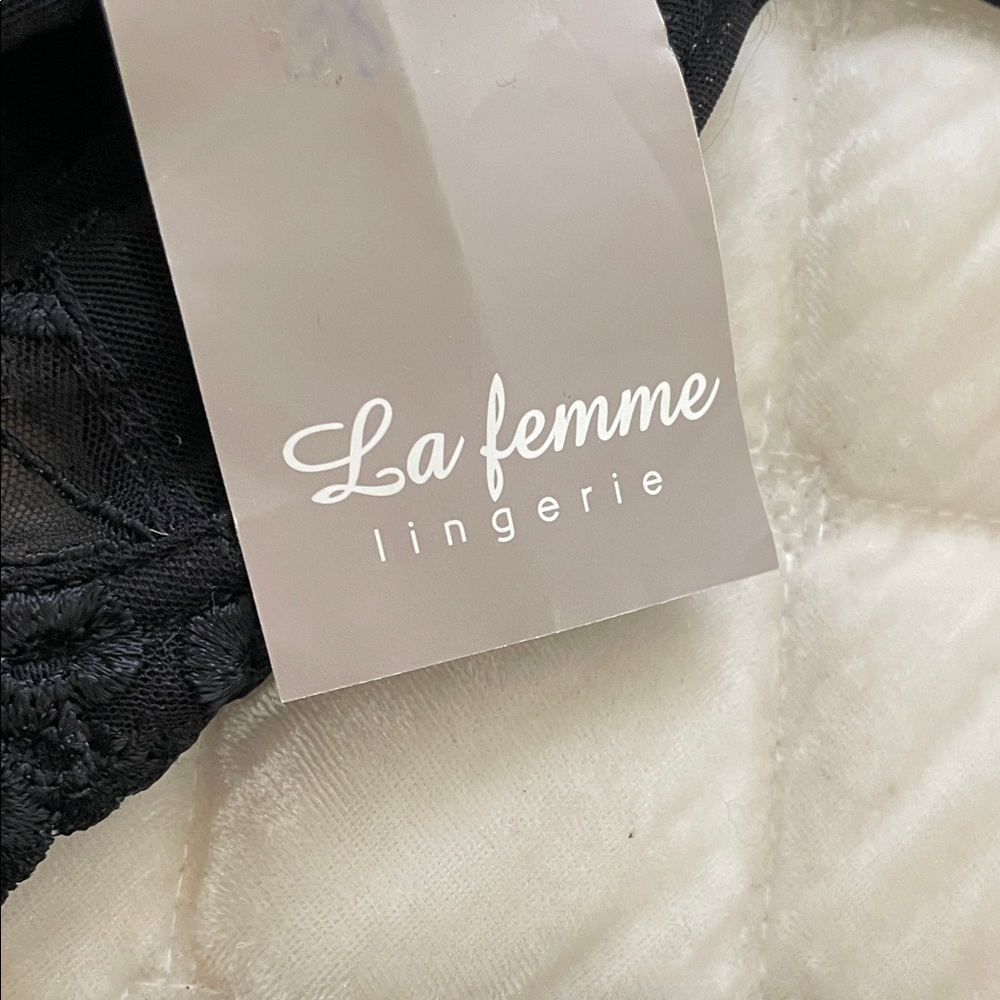 La Femme Elegant Black Floral Lace Bra Set - Picture 4 of 6